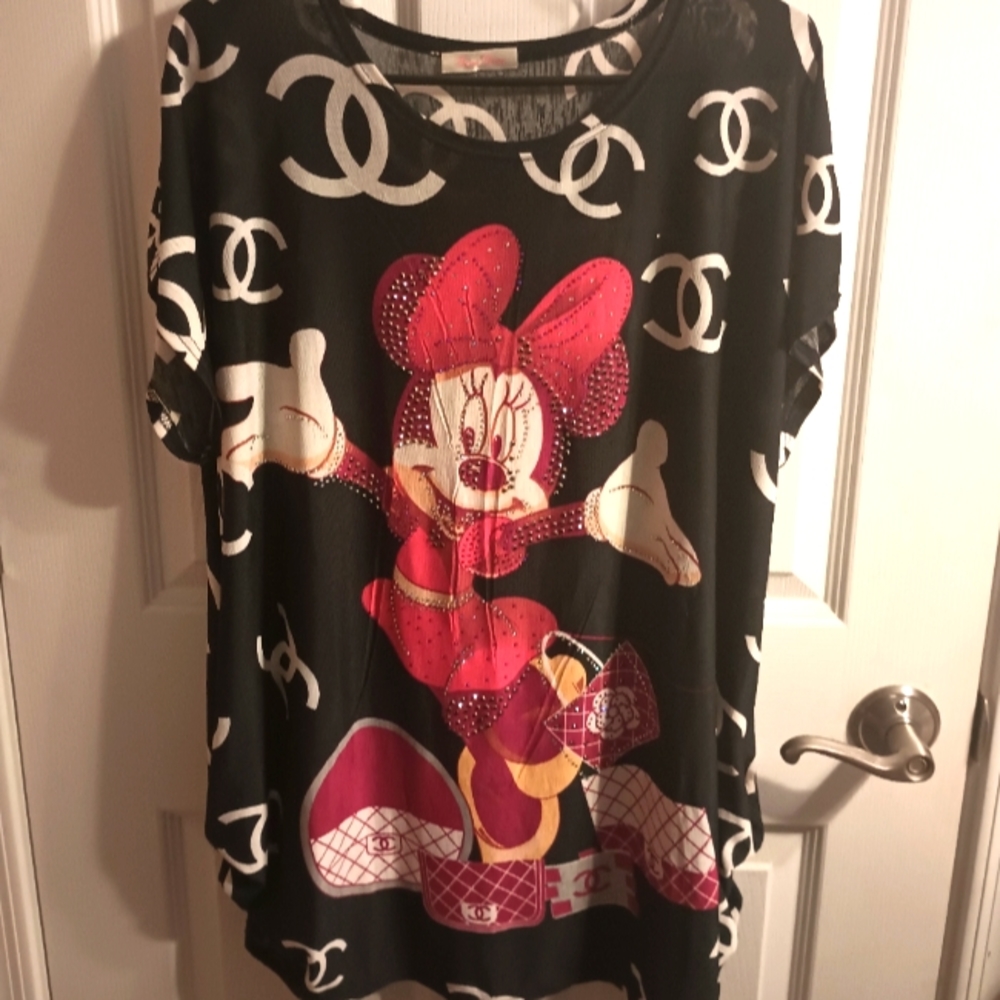 Minnie Mouse rhinestone sheer blouse/swimsuit coverup